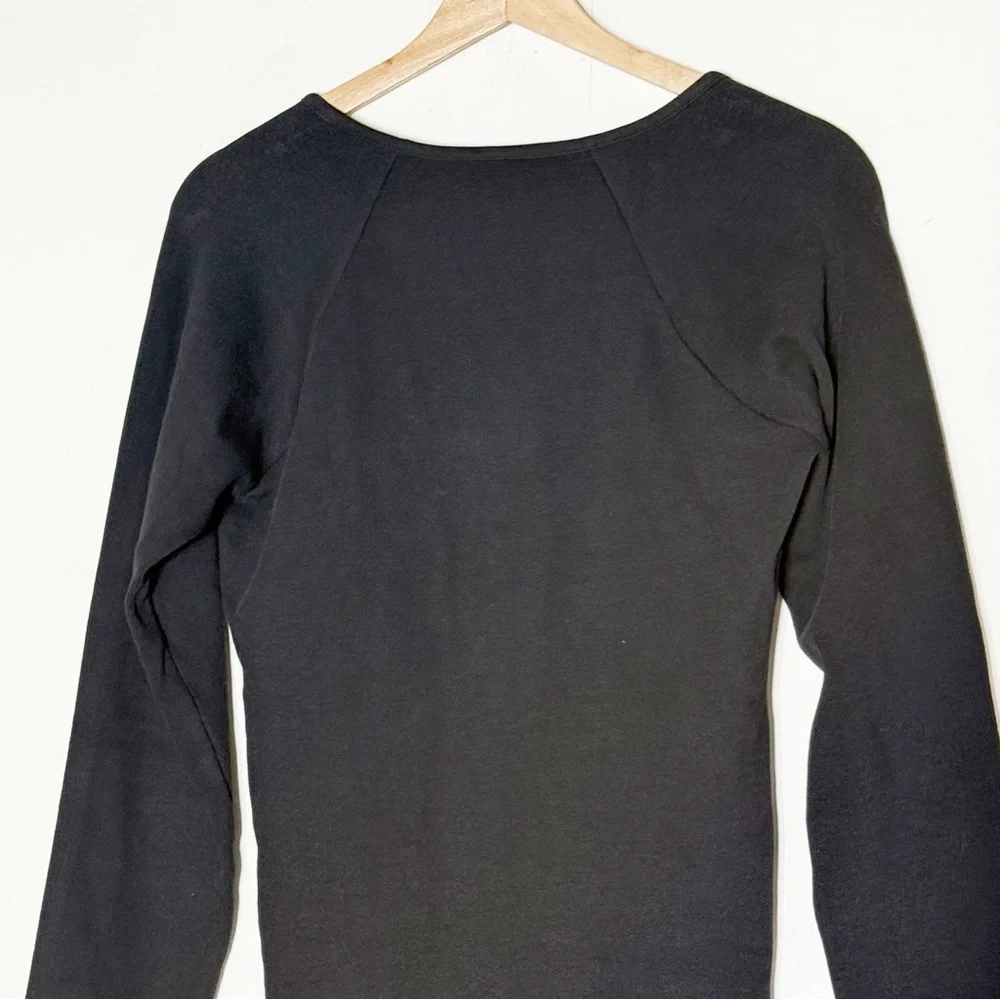 Good American The Feel Good Ribbed Henley Bodysuit Black Size 2XL NEW Sexy